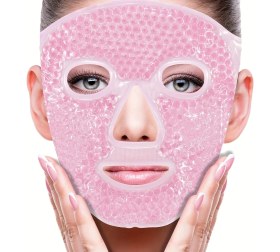 Resim Hsc Bilişim Terapi Jel Yüz Maskesi Soğuk ve Sıcak Boncuklu Ayarlanabilir Maske (Pembe) 