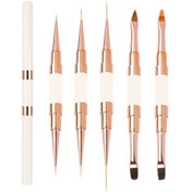 Resim Profesyonel Tırnak Resim Fırçası Seti 5 Adet Uzun Çizgiler İçin Çift Uçlu Tırnak Resim Fırçaları, Çivi İçin İnce Astar Fırçası Detay Sanat Aracı Whıte Chına 