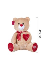 Resim Kalp Tutan Yumoş Ayıcık Sevgiliye Hediyelik Uyku Arkadaşı Büyük Boy Kahverengi 