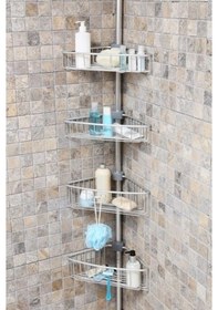 Resim Primanova Paloma Yaylı Montaj Alüminyum Paslanmaz Banyo Köşe Rafı Gri 