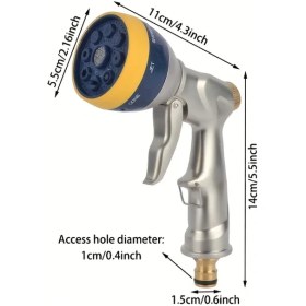 Resim Dream011 Siyah Gri Metal Yüksek Basınçlı Bahçe Hortumu Başlığı 8 Sprey Modu Paslanmaz 