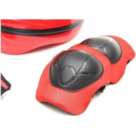Resim Çocuk Kask Dizlik Dirseklik Eldiven Koruyucu Set 7 Parça Kırmızı 