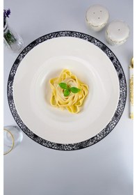 Resim Digithome Bone Porselen Spagetti Makarna Tabağı 30 Cm Beyaz Es 30 