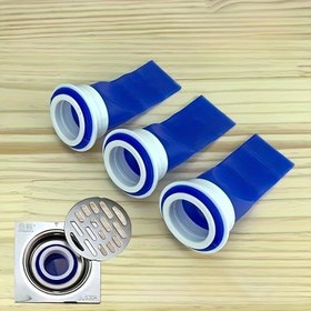 Resim 3 Adet Mavi Plastik Ayarlanabilir Tıkanma Önleyici Geri Akış Engelleyici - Beyaz Kenarlı, Dayanıklı ve Kolay Kurulumlu Lavabo ve Banyo Gideri Tıkacı 