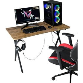 Resim Hey Modüler Mobilya Heygaming Profesyonel Oyuncu Masa Ceviz Siyah Bilgisayar Çalışma Masası 120 Cm 