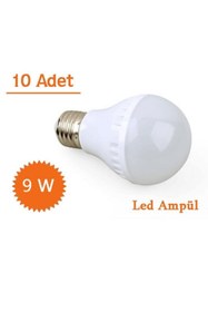 Resim FırsatVar Ev Tipi 9W Tasarruflu Led Lamba Ampul 10 Adet Beyaz Işık Aydınlatma 