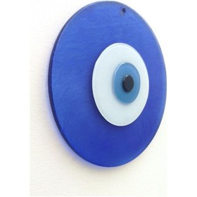 Resim Büyük Boy Cam Nazarlık Nazar Boncuğu Lüks Kalite 20 Cm Çap El Işi Lacivert Mavi Göz 