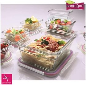 Resim GLASSLOCK KARE CAM SAKLAMA KABI 490 ML 