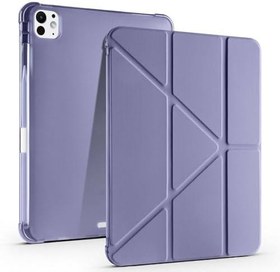 Resim iPad Pro 11 inç M5 2025 İle Uyumlu Kılıf Üçgen Katlanabilir Kalem Şarj Bölmeli Kılıf Lavanta 