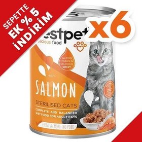 Resim Bestpet Gravy Sterilised Parça Somonlu Kısır Kedi Konservesi 400 Gr x 6 Adet 
