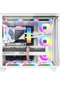 Resim Dragos Ocean Curved Pro 750W 80+ Temperli Cam Atx Mid Tower Oyuncu Bilgisayar Kasası Beyaz 