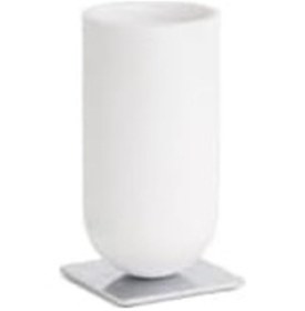 Resim Diş Fırçalığı Beyaz/krom Renk 143x75x75 Mm Açık Ahşap 