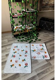 Resim Dijital Baskı Kaymaz Taban Yıkanabilir 2'li Punch Banyo Paspas Takımı Pcp002 Renkli 