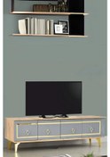 Resim Vina Tv Sehpası - Atlantik Çam - Antrasit Gold Atlantik Çam - Antrasit - Gold 