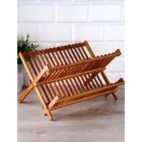 Resim Mehay Home Bambu Katlanabilir Tabaklık Bulaşıklık 40 Cm X 33 Cm X 26 Cm 