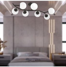 Resim Izem 7'Li Siyah Modern Plafonyer Genç Odası Mutfak Yatak Odası Avize 