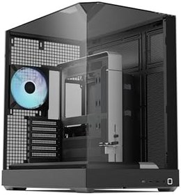 Resim APNX V2 Siyah ATX Kasası - X-Pand Flow Çift Hava Akışı, 3 Taraflı Temperli Cam, 360mm AIO ve Ters BTF Anakart Desteği, 4×140mm Fanlar, 160mm Fan Yuvaları, ARGB Fan Hubı, GPU Braketi, Yüksek Hava Akışı 