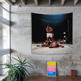 Resim Muhammed Ali And Sonny Liston Usa 1965 Duvar Örtüsü - 90 cm x 90 cm 