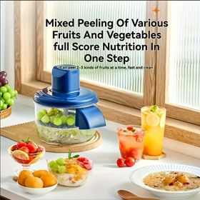 Resim Tek Dokunuşla Çalışan Otomatik Elektrikli Meyve Soyucu & Hızlı Soyma Sistemi - Sağlam Plastik Gövde, Tasarım & Kilit - Üzümlük, Elma, İncir, Şeftali, Mango, Papaya, Kivi, Ejder Meyvesi için Otomatik Soyma Cihazı - Kompakt & Kolay Temizlenebilir Elektrikli Soyucu & Ticari Kullanım için (Meyve 