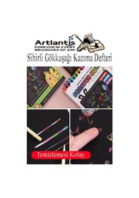 Resim Sihirli Gökkuşağı Kazıma Defteri A5 15x20 Cm 3 Paket 10 Sayfa Scratch Note Spralli Siyah Sihirli Resim Defteri Siyah 