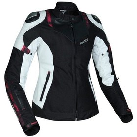 Resim Motosiklet Kadın Montu Full Korumalı 4 Mevsim Deri Ve Maxdura Kumaş Mont Beyaz 