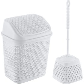 Resim Smartware Katre Çöp Kovası ve Klozet Fırçası Beyaz 