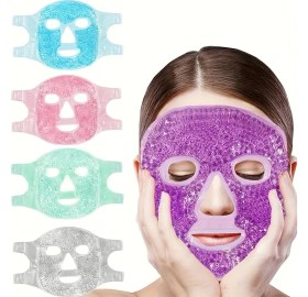 Resim Hsc Bilişim Terapi Jel Yüz Maskesi Soğuk ve Sıcak Boncuklu Ayarlanabilir Maske (Mor) 