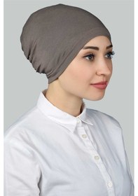 Resim Altobeh Hazır Pratik Geçmeli Lastikli Tesettür Bone - Koyu Vizon 