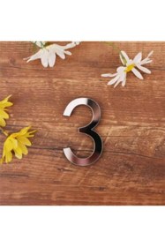 Resim zafrakreklam Daire Numarası 1 mm Gümüş Ayna Pleksi Yapışkanlı Ölçü 9cm Numara - 3 üç 