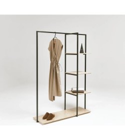 Resim Abronya Metal Ahşaplı Açık Gardırop Kıyafet Dolabı Askılık Çok Amaçlı Dolap 1 Adet 