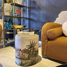 Resim Renkli Manzara Tasarımlı Puf (Kumaşı Süettir. Uluslararası Solmama Sertifikasına Sahiptir.) 