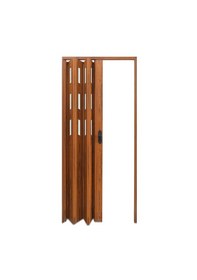 Resim Faran Dekorasyon 115 x 230 Ceviz Renk Camlı Pvc Akordiyon Katlanır Kapı - FRNAKMODEL-145 