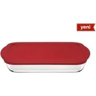 Resim Paşabahçe Borcam Kırmızı Kapaklı Dikdörtgen Saklama Kabı 3500cc 