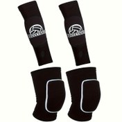Resim Voleybol Kol Kollukları ve Diz Kılıfları - Siyah Beyaz Logo ile, Nefes Alabilen Nem Emici Kumaş, Kol ve Diz Destekleri için Ergonomik Tasarım, Unisex Genç Spor Malzemeleri, Voleybol Aksesuarları, Spor Giyim, Şık Spor Görünümü, Rahat Uygunluk 