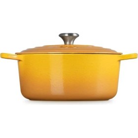 Resim Döküm Demir Yuvarlak Güveç Tenceresi, 28CM, 6,7 L, Ideal Yavaş Pişirme ve Fırınlama Için 