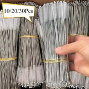 Resim 10/20/30 adet Paslanmaz Çelik Pipet Temizleme Fırçaları Uzun Saplı İçecek Pipetleri Tüp Temizleme Fırçası Bebek Bardağı Şişe Temizleme Araçları 