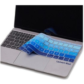 Resim Laptop Macbook Pro Klavye Koruyucu Us To Tr 13inç A1708 -13inç A1534 İle Uyumlu Ombre Lacivert Mavi 