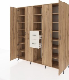 Resim Kronos Dolap 15 Raflı 2 Çekmeceli 4 Kapaklı 220x59x243 Çam-çam/aytaşı Atlas Çam/aytası - Atlas Çam 