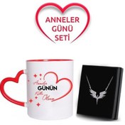 Resim Anneler Gününe Özel Kupa & Mikail Melek Kolye Hediye Seti 