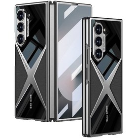 Resim Khayra Galaxy Uyumlu Z Fold 6 Kılıf Ultra İnce Kamera Korumalı Pc + Deri Arka Yüzey X-pro Siyah 