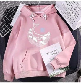 Resim Novahub Kadın İnce Bahar Uzun Kollu Kapşonlu Sweatshirt Pembe - Bol Tembel Stil Pembe 