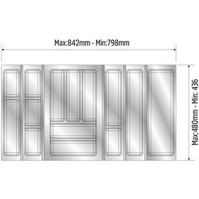 Resim Mutfak Çekmece Içi Düzenleyici, Kaşıklık 84cm X 48cm Yanlar Ve Boydan 4cm Kesilebilir, Antrasit Antrasit 