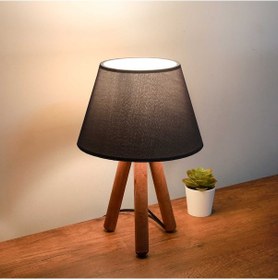 Resim Homing Tasarım Ahşap Antrasit Kumaş Başlıklı Abajur Ayd-3169 Antrasit 