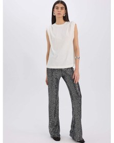 Resim DeFacto Siyah Şık Payetli Pantolon Flare Fit Yüksek Bel Standart Boy E1773AX24CWBK27 