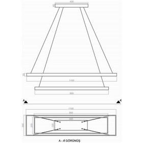 Resim Tra30021 Eco 110X25 Cm Led Avize Sarkıt Dikköşe Larga 