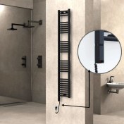 Resim Radiva Haiti Elektrikli Havlupan 300 Watt 300X1800 Düz Mat Siyah (Oned On/off Termostatlı) Sol 