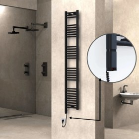 Resim Radiva Haiti Elektrikli Havlupan 300 Watt 300X1800 Düz Mat Siyah (Oned On/off Termostatlı) Sol 