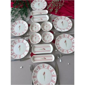 Resim Yiğit Seramik Züccaciye Lavinya Model 6 Kişilik 14 Parça Röfyeli Modern Kahvaltı - Brunch Takımı (Fuşya) 