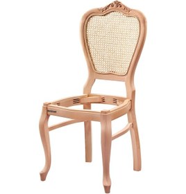 Resim Masifart Alldona Hasırlı Klasik Oymalı Sandalye Cilasız Ham Ham 