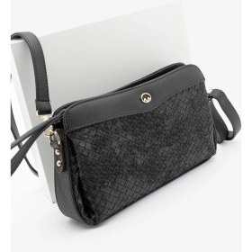 Resim Marjin Kadın Fermuarlı İç Cepli Clutch Çapraz Askılı El ve Omuz Çantası Faris Siyah 